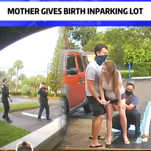 Woman Delivers Baby in Parking Lot With Police Rushing to Help
