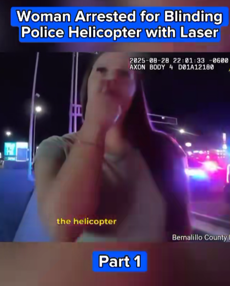 “Woman Arrested After Laser Beam Hits Police Helicopter — Bodycam Footage Shows Shocking Reaction!”
