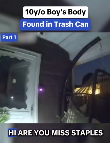 “Horror Discovery: 10-Year-Old Boy Found in Backyard Trash Can — The Chilling Knock That Started It All (Part 1)”