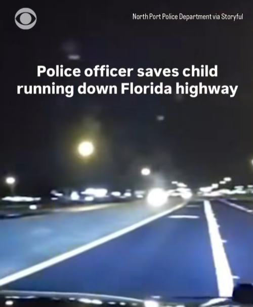 “Hero Officer Races Against Midnight Traffic to Save Child Running Alone on Florida Highway”