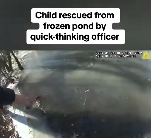 “Hero Officer Dives Into Frozen Pond to Save Drowning Child”