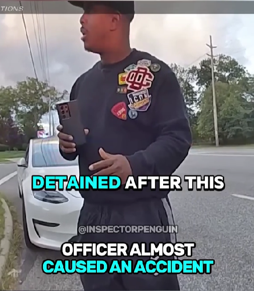 Driver Gets Detained After Officer Nearly Causes Accident