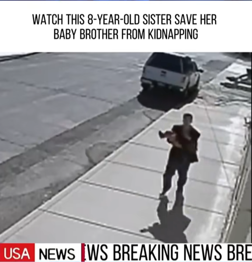 “Heroic 8-Year-Old Outsmarts Alleged Kidnapper and Saves Her Baby Brother — Incredible Moment Caught on Camera”