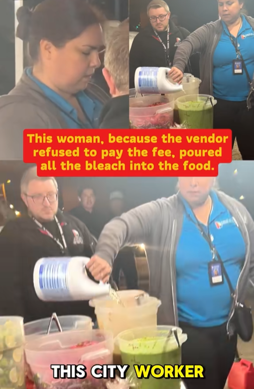 City Worker’s Shocking Revenge: Woman Pours Bleach Into Food After Vendor Refuses to Pay Fee