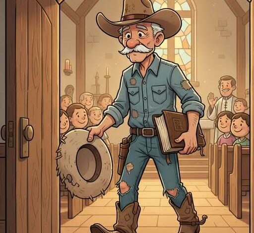 An old cowboy entered a church!