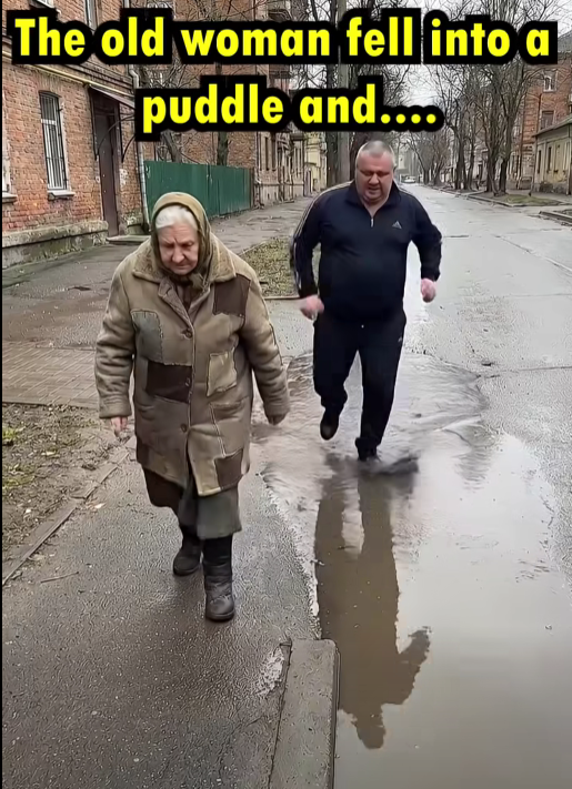 “The Old Woman Fell Into a Puddle — And What Happened Next Shocked Everyone Watching”